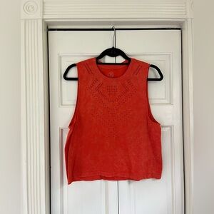 SAGE COLLECTIVE Tank Top Perforated Cutout Muscle Seamless Mineral Wash Womens S